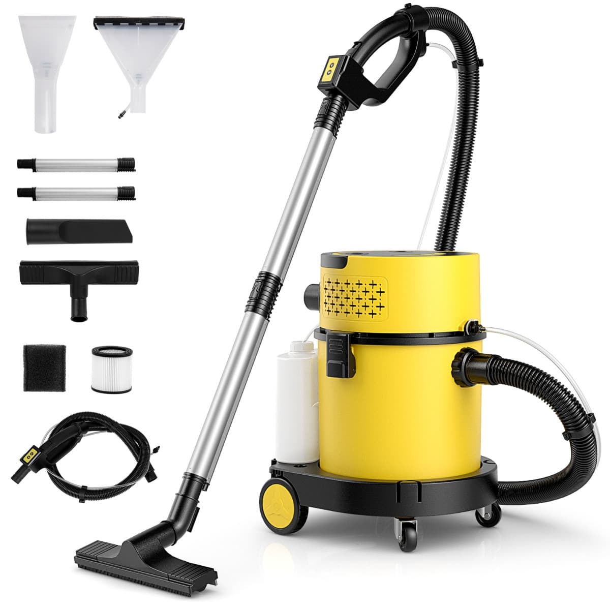 CostwayFiltre HEPA de Haute Qualité Portable avec Aspiration 1200W et 17 KPA Shampouineuse avec 9 Accessoires&Fonctionnement de la Télécommande